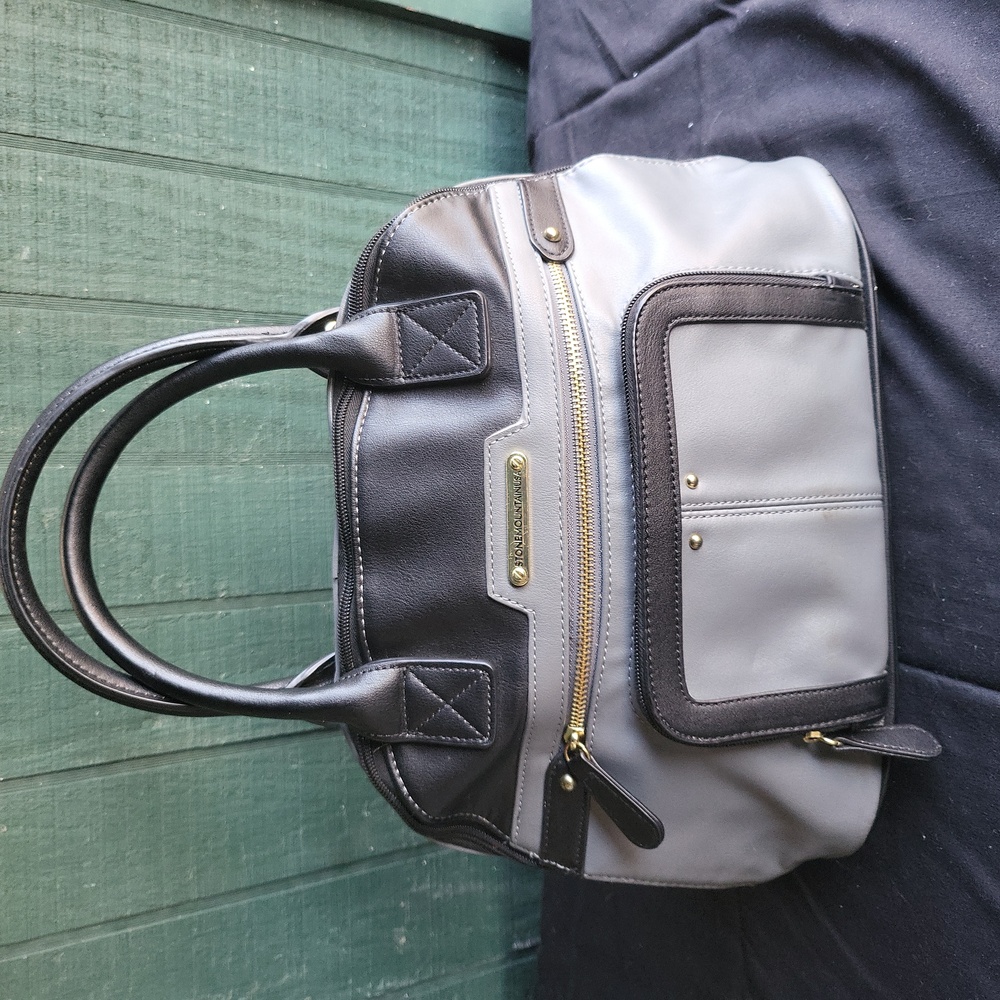 Stone Mountain Accessories Black and Gray Bag with Gold Details